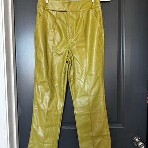 Green Faux Leather Pants